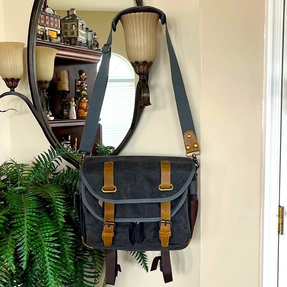 Brand New Retro Camera Bag Photography Canvas Shoulder Sling Case Vintage Gray